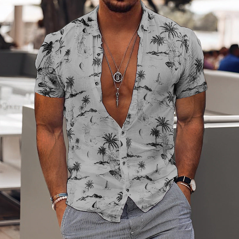 3D Personalized Printing T-shirt Summer Loose Short Sleeve Lapel Men DealSniper.net