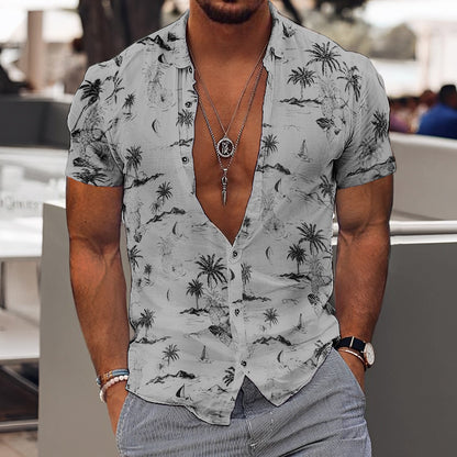 3D Personalized Printing T-shirt Summer Loose Short Sleeve Lapel Men DealSniper.net