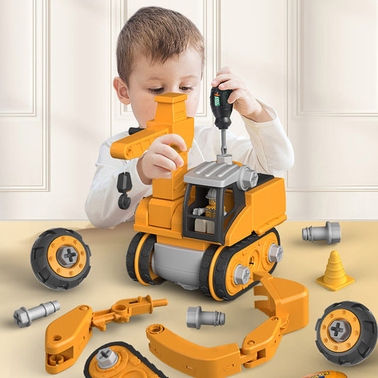 Disassembly And Assembly 4 In One Deformation Scene Engineering Vehicle Sliding Track Crane Excavator Toy Kids dealsniper-net