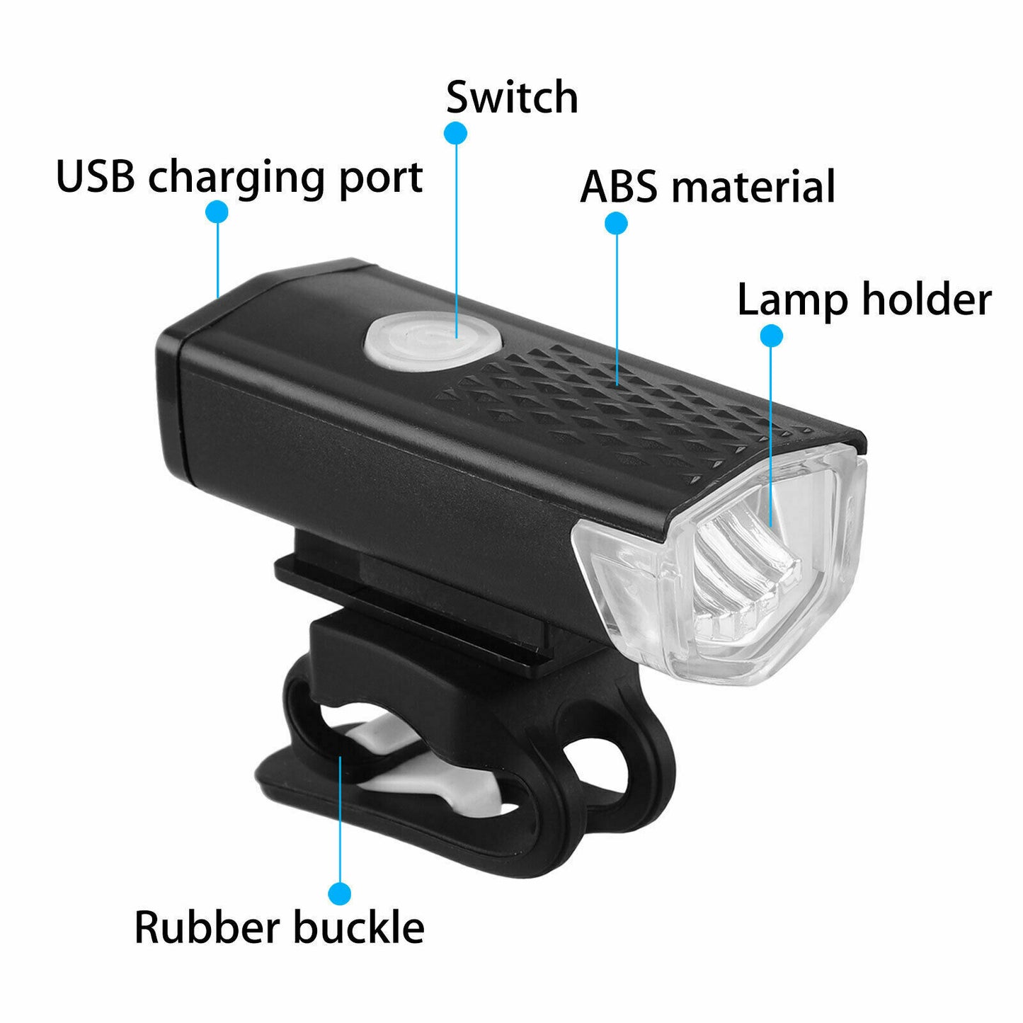 USB Rechargeable LED Bicycle Headlight Bike Head Light Front Rear Lamp Cycling Vehicle dealsniper-net