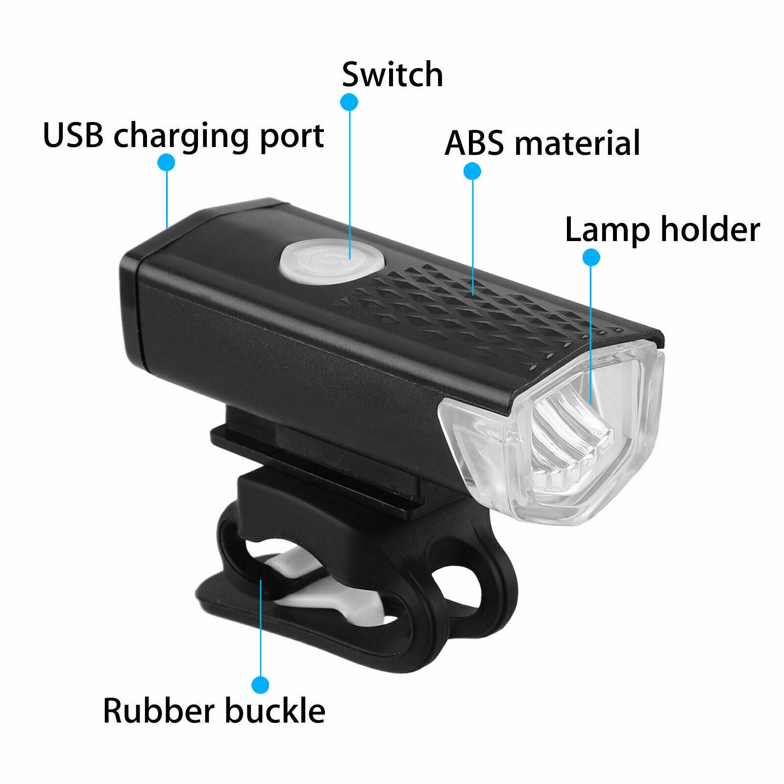 USB Rechargeable LED Bicycle Headlight Bike Head Light Front Rear Lamp Cycling Vehicle dealsniper-net