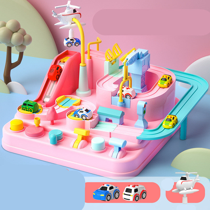 Cars Pass Through Big Adventure Parking Lot Rail Car Toy Car Track Kids Toy Kids DealSniper.net Pink 2trolley