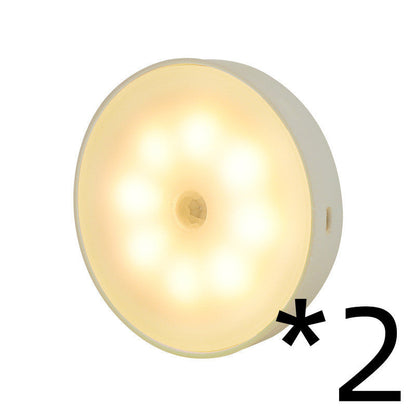 Usb Rechargeable Motion Sensor Light Round Wireless LED Light Kitchen DealSniper.net 2pcs Warm light USB