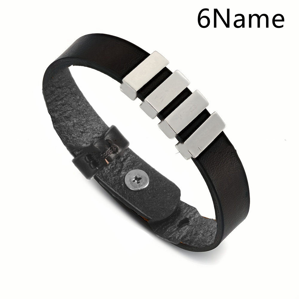 Customized Family Names Bracelet For Men Personalized Engraved Jewelry Gym From House Black 6Name