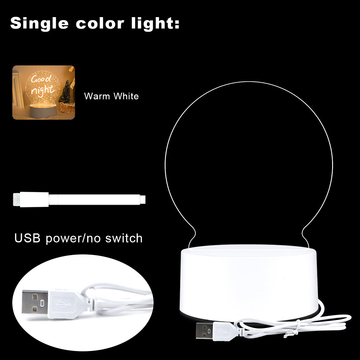 LED Light Note Board Usb Desktop Night Light Home Decor DealSniper.net 2W Round Picture 1PCS
