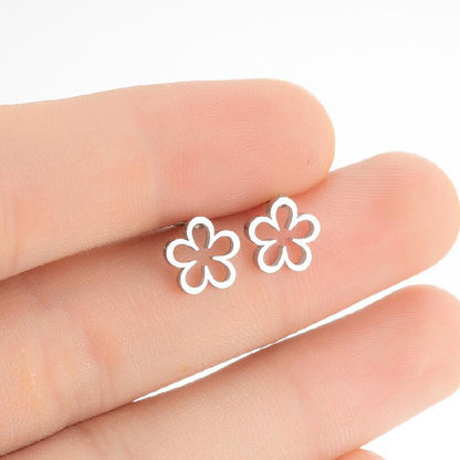 Dainty Silver Flower Stud Earrings Fashion Gifts