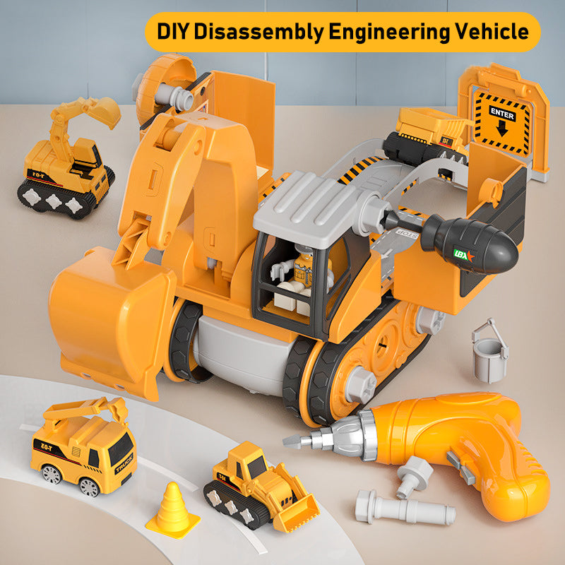 Disassembly And Assembly 4 In One Deformation Scene Engineering Vehicle Sliding Track Crane Excavator Toy Kids dealsniper-net