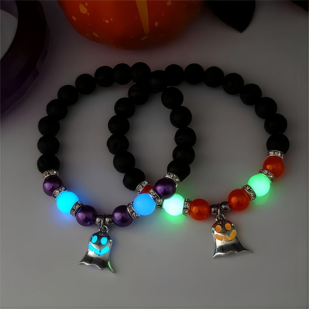 Halloween Gift Luminous Little Ghost Natural Volcano Bracelet Jewelry dealsniper-net