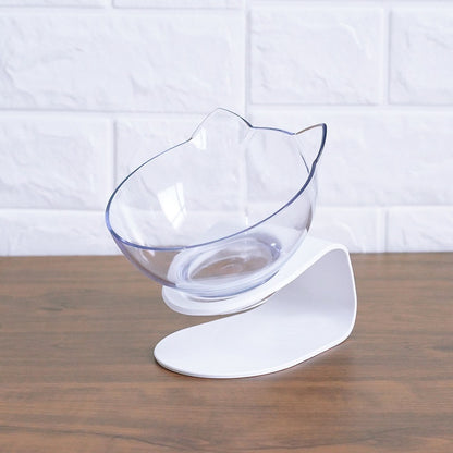 Non Slip Double Cat Bowl With Raised Stand Pet Food Pets dealsniper-net Single transparent with shelf