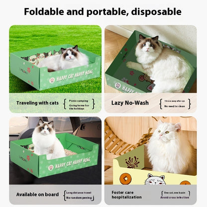 Portable Folding Semi-open Thickened Disposable Litter Box Pets Gym From House
