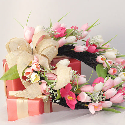Two Tone Tulip Wreath Valentine's Day Easter Ornament Pendant Deals DealSniper.net