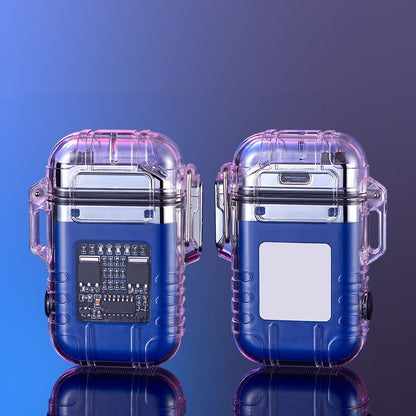 Transparent Shell Double Arc Lighter Waterproof And Windproof Gadgets dealsniper-net Blue USB