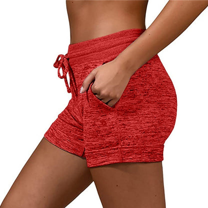 Women Shorts Quick-dry Lace-up Stretch Sports Pants Women dealsniper-net Red 2XL