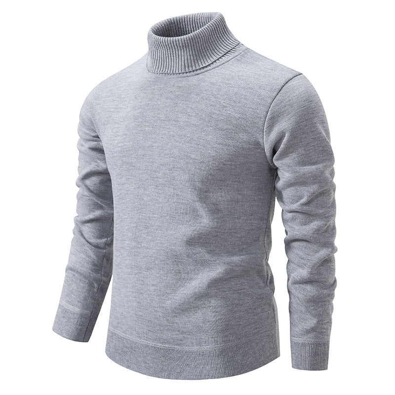 Men's Turtleneck Pullover Sweater Fashion Solid Color Fleece Men Gym From House Gray 2XL