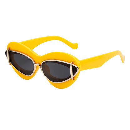 New European And American Fashion Cat-Eye Sunglasses Women Gym From House C3 bright gold all gray