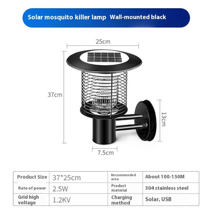 Outdoor Waterproof Solar Mosquito Lamp Outdoor dealsniper-net Black Wall Hanging Style