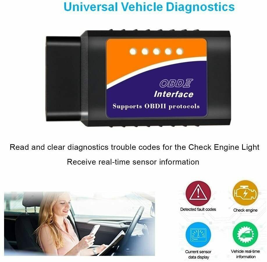 Bluetooth OBD2 OBDII Car Diagnostic Scanner Tool Check Engine Fault Code Reader Vehicle dealsniper-net