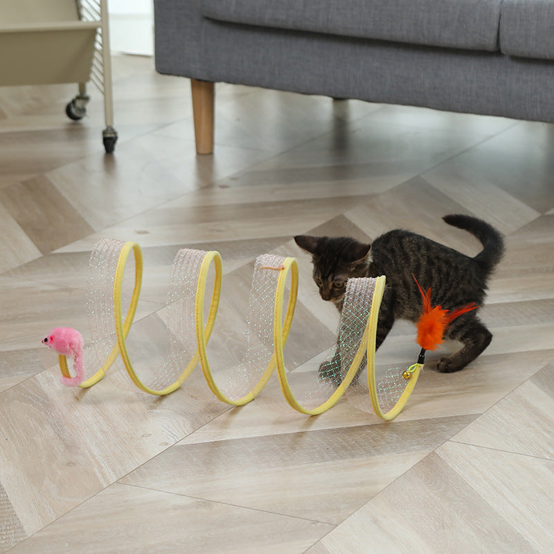 Cat Pets Toys Mouse Shape Balls Foldable Cat Kitten Play Tunnel Pets Gym From House