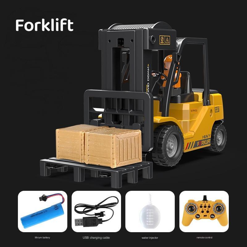 Children's Simple Alloy Charging Excavator Toy Car Kids dealsniper-net Yellow QH207 1D forklift