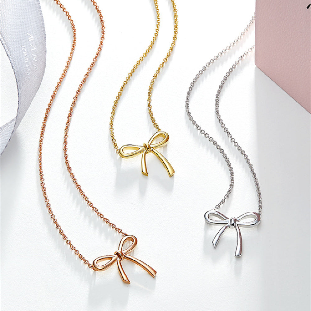 Bow Pendant Color Gold Clavicle Chain Jewelry dealsniper-net