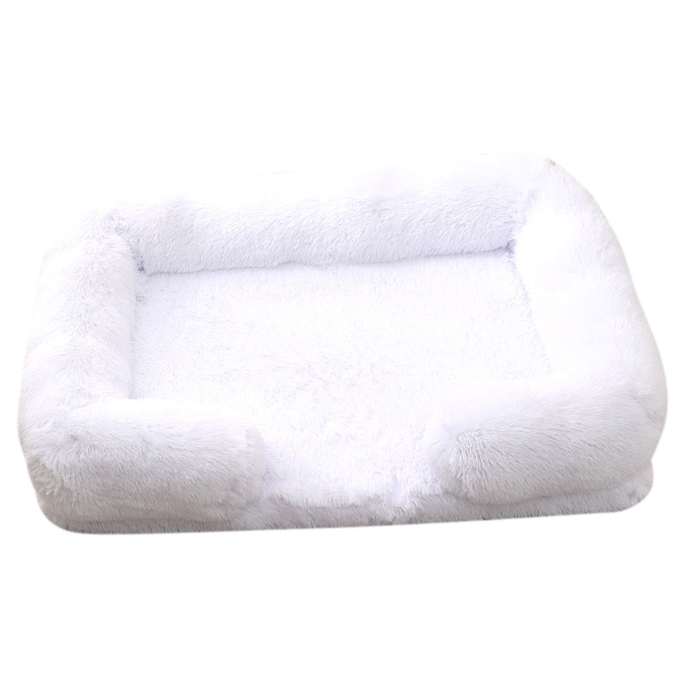 Plush Round Pet Bed Dog Bed Winter Pets Gym From House M27 White L No Inner Sleeve