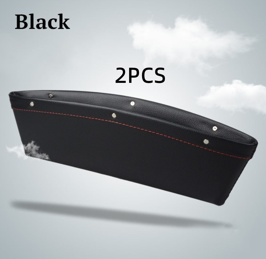 Car Organizer Box Caddy Catcher PU Leather Seat Gap Storage Bag Vehicle DealSniper.net Black 2pc