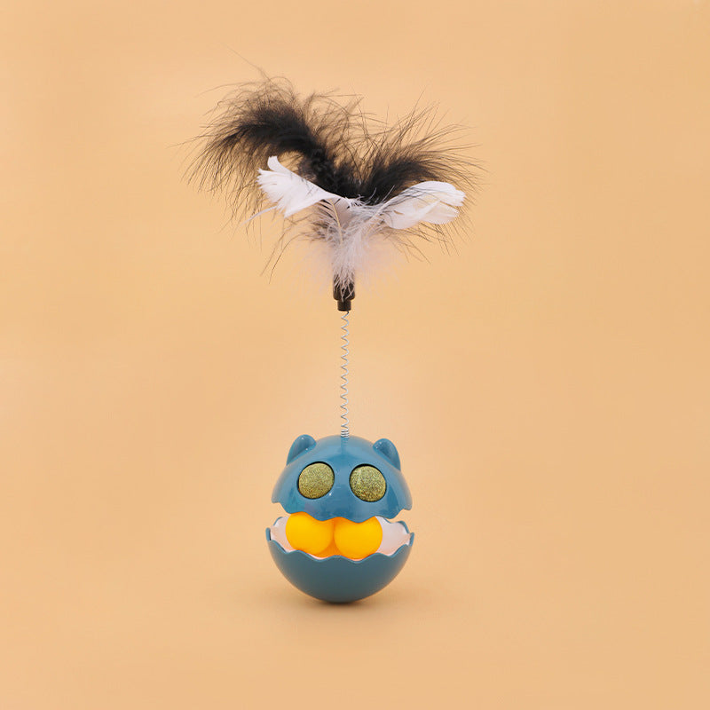 Cats Feather Toy Rotate Cat Tumbler Teaser Catmint Roller Pets Gym From House Deep Sea Blue 26x8cm