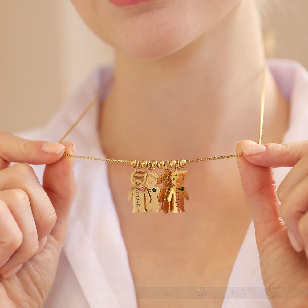 New Doll Diamond Engraved Necklace Jewelry Gym From House