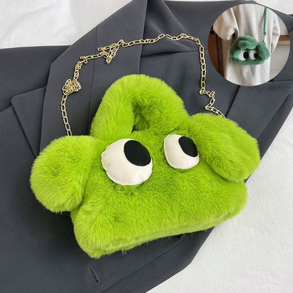 Cute Cartoon Big Eyes Dog Plush Bags For Women Women Gym From House