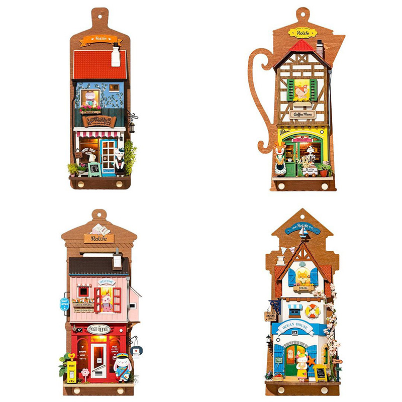 Robotime Rolife Wall Hanging Decoration Love Post Office Stylish Home Deco Kids Girls Miniature House Kits DS019 DS022 Kids dealsniper-net