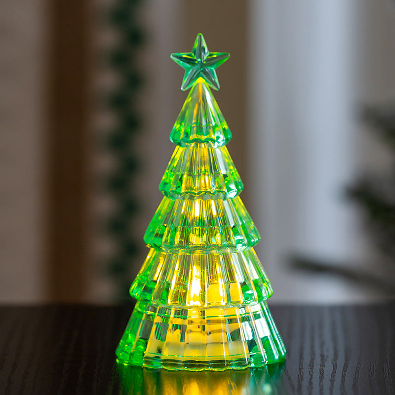 Christmas Decorations Mini Luminous Crystal Christmas Tree Home Decor DealSniper.net Small green yellow light