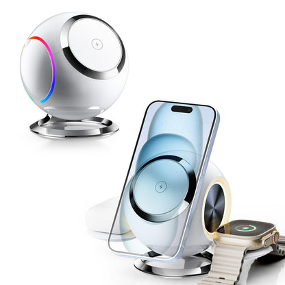 Spherical Ambience Light Vertical Magnetic Wireless Charger Gadgets Gym From House White