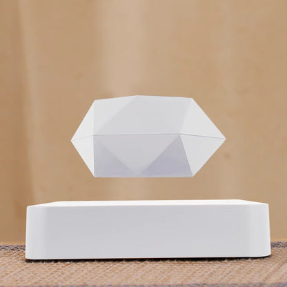 Magnetic Levitation Polygonal Wood Grain Potted Plant Home Decor dealsniper-net White AU