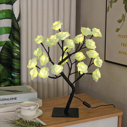 Bedroom Room Rose Tree Lamp Decoration Home Decor Gym From House Green rose 24lights on black USB