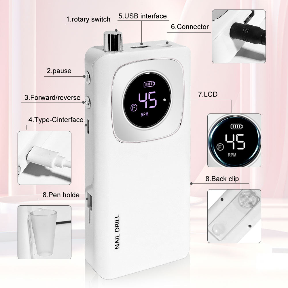 Rechargeable Electric Nail File Professional Efile Nail Drill Kit Beauty dealsniper-net