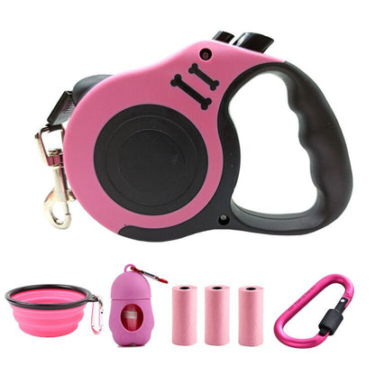 Pet Automatic Retractable Traction Rope Set Dog Leash Pets DealSniper.net Pink