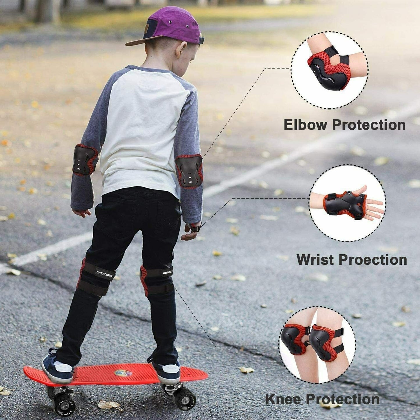 Knee Elbow Pads Guards Protective Gear Set for Kids Children Roller Cycling Bike Outdoor DealSniper.net