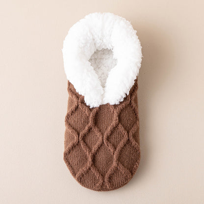 Winter Warm Short Cotton Slipper Socks Unisex Fluffy Socks Women dealsniper-net Brown Free Size