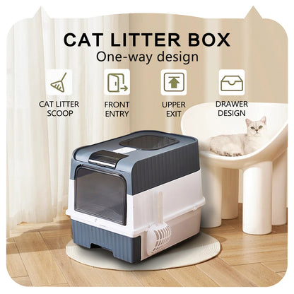 Super Large Capacity Cat Litter Box - Easy To Clean Pets dealsniper-net Grey