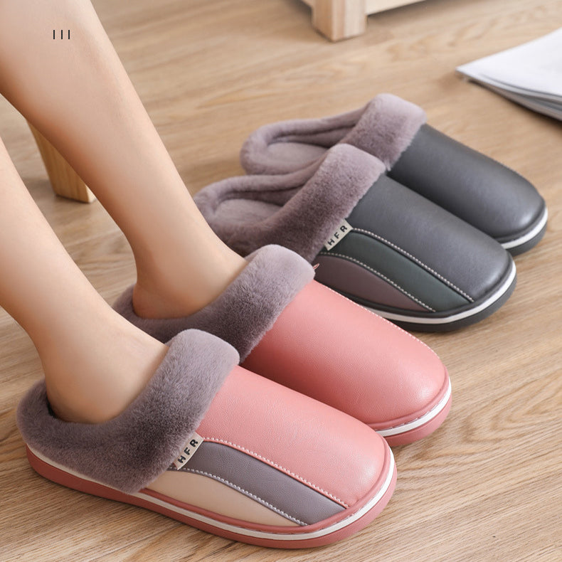 Waterproof Slippers Plush Winter Shoes Home Non-slip Bedroom Slippers Women Women DealSniper.net