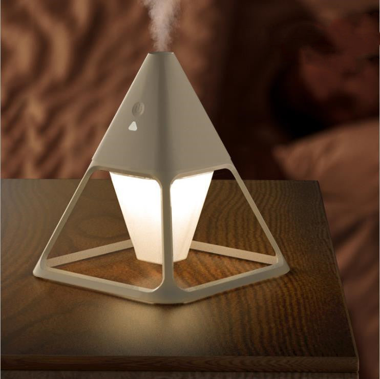 USB Wood Grain Volcanic Pyramid Humidifier House dealsniper-net Pure white USB