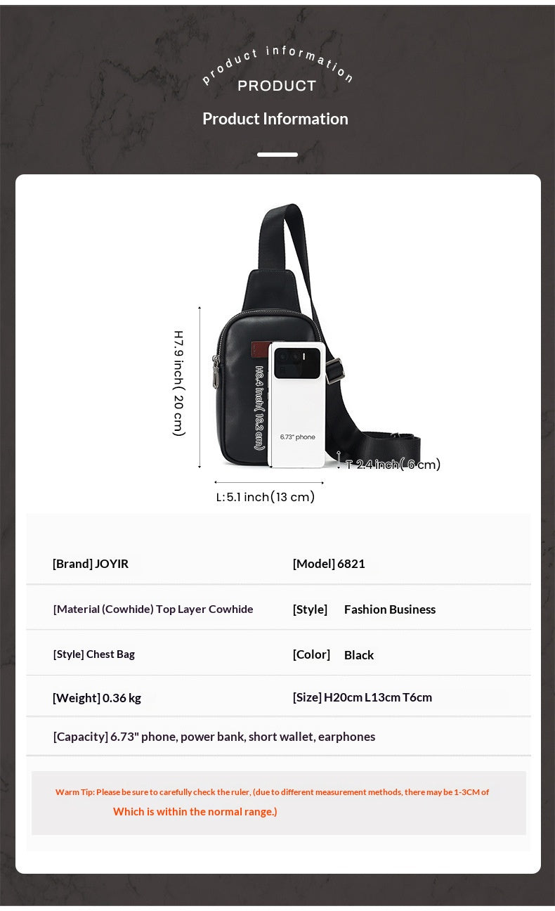 New Men's Chest Bag Portable Fashionable Casual Crossbody Bag Men Gym From House