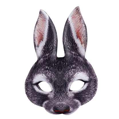 Carnival Party Masquerade EVA Half Face Rabbit Animal Mask Deals DealSniper.net Black