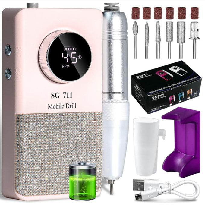Professional Electric Cordless Nail Drill File-Glitter Portable Cordless Beauty dealsniper-net Pink