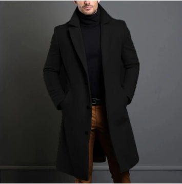 Winter Lapel Trench Coat Fashion Pocket Single Breasted Men Gym From House N6 Black L