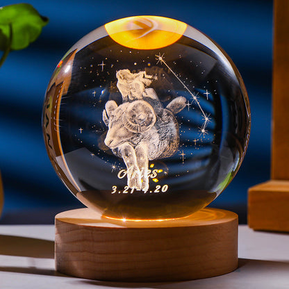 3D Constellation Crystal Ball Night Light Laser Engraved Home Decor dealsniper-net