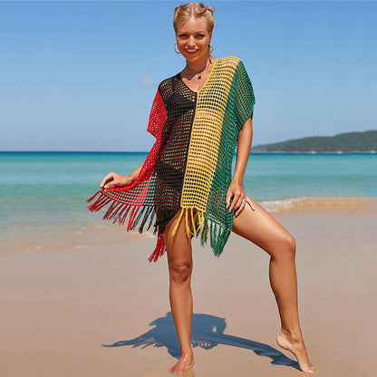 Women's Knitted Colorful Striped Beach Blouse Women dealsniper-net 3 Style One size