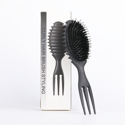 Curl Defining Bounce Hair Brush Barbershop Boar Bristle Comb Beauty DealSniper.net Black