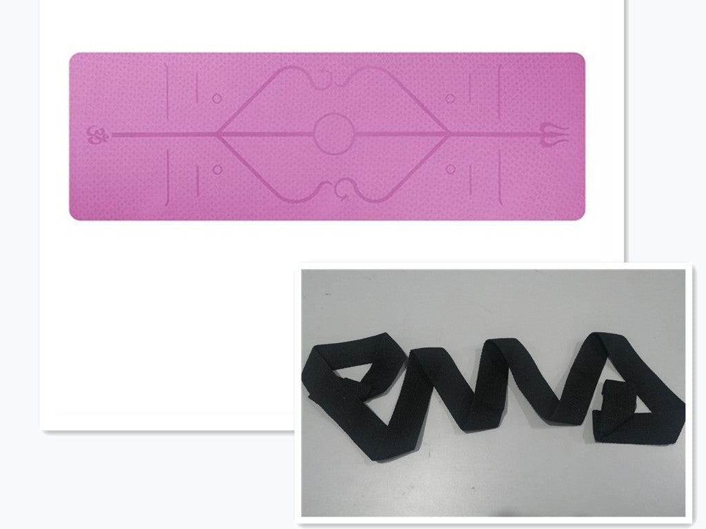 Non Slip TPE Yoga Mat Position Line Beginner Sports DealSniper.net Pink set
