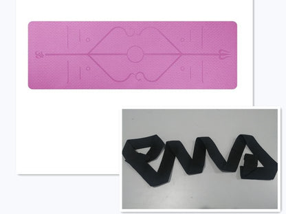 Non Slip TPE Yoga Mat Position Line Beginner Sports DealSniper.net Pink set